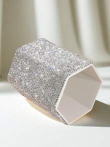 Luxury Rhinestone Makeup Brush Holder, Creative Rhinestone Nail Salon Tool Storage Box, Desktop Organizer Decor - Multicolor - View 8