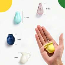 1个冰箱磁贴 - 可爱迷你陶瓷花瓶冰箱磁贴，迷你花瓶冰箱磁贴，趣味小花瓶磁贴，3D陶瓷花瓶冰箱装饰，也可用于办公室、厨房、储物柜、白板（不含鲜花） - A - 查看 5