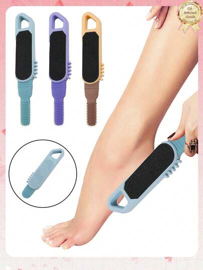 1pc Foot Scrubber, Foot Cleaning Brush, Foot Cleaning File, Soft Silicone Brush Easily Reaches Between Toes, Dense Bristles Clean Thoroughly Without Damaging Skin, With Abrasive Surface Effectively Removes Dead Skin And Calluses, Detachable For Easy Cleaning, Ergonomic Curved Long Handle