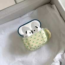 Minimalist Semi-Transparent Yellow & Blue Plaid Contrast Green Polka Dot Hanging Ring Earphone Case Suitable Compatible With Airpods Pro 2, Cute Apple 4 Minimalist 3 New 1/2 Generation Earphone Case For Women - Yellow - View 7