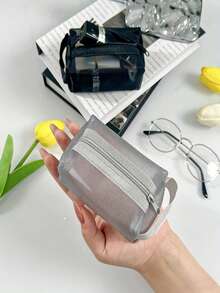 1/3pcs Mini Storage Bag, Transparent Mesh Zipper Pouch, Mini Cosmetic Bag, Can Store Coins, Keys, Transit Cards, Toys, Cosmetics, Charging Cables - Washable - View 5