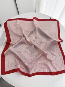 1pc Women's Printed Scarf, Professional Neckerchief, Fashion Headband 70cm Faux Silk Necktie, Suitable For Business Meetings, Casual Outings, Fashionable Street Wear - Red - View 3