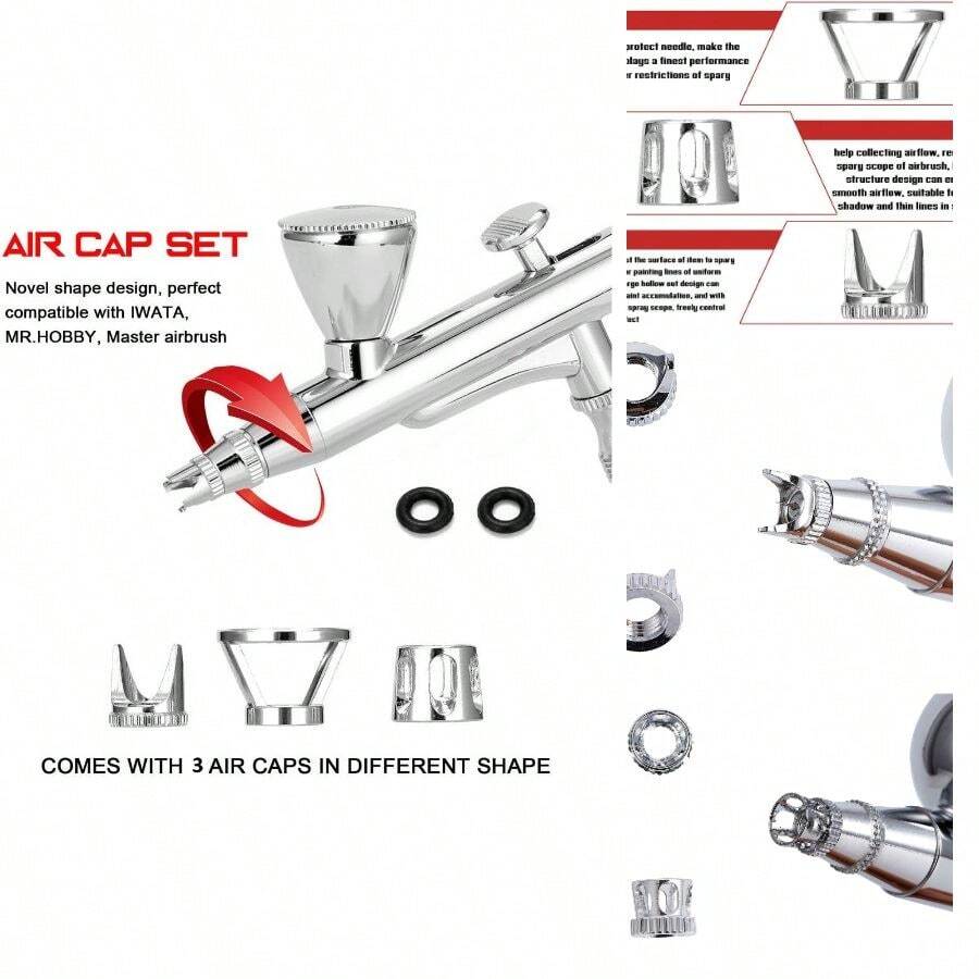 HUBEST 3pcs Universally Airbrush Needle Cap Accessories Part Nozzle Tip Different Spraying Effects - KIT 1 - View 1