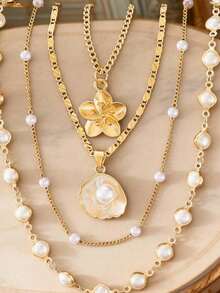 2026 New Multi-Layer Necklace Design, No Need To Coordinate Yourself, Just Wear It To Create A Layered And Refined Look, Effortlessly Achieve A Relaxed And Elegant Vacation Vibe, Can Be Worn Safely At The Beach In Summer, Maintain The Luster By Wiping With A Soft Cloth. Suitable As A Gift For Valentine's Day, Mother's Day, Graduation Season, Travel Anniversary, Best Friend's Birthday - 金子 - 查看 4