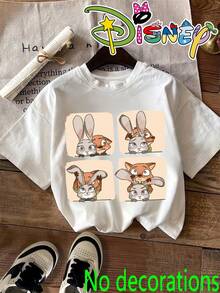 Disney Standard Size Women's Crew Neck Short Sleeve T-Shirt Top - "Zootopia" Comic Strip Style, Printed With Judy And Nick's Interactive Expressions - White - View 1