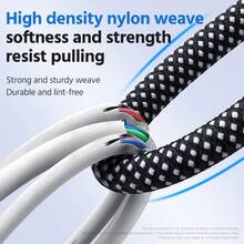 Cable de carga y datos USB a Tipo-C de 120W de aleación de zinc, apto para varios modelos de teléfonos inteligentes, serie micro, cable de carga USB-C - Negro - Ver 3