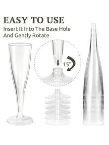 10/20 piezas Vasos de champán transparentes reutilizables, Vasos de plástico para cócteles de 4.5 onzas, Adecuados para fiestas, bodas y grandes celebraciones - Ver 4