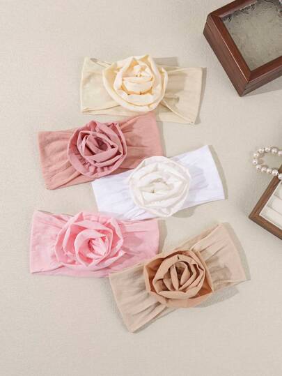 Solid Color Fashion Rose Flower Baby Headband, Soft & Comfortable Infant Hair Accessories