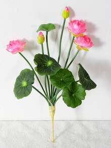 1/4 Pack Artificial Pink Lotus Flowers, Simulated Lotus, Small Potted Artificial Flowers, Suitable For Home Decor, Office Decor, Hotel Tabletop Decor, Wedding Decor, Living Room Artificial Plants, Wedding Supplies, Tabletop Decorations - Multicolor - View 10