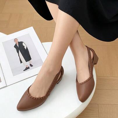 Zapatos de tacón para mujer Nuevas sandalias de punta afilada para mujer, estilo coreano veraniego, punta afilada, versátiles, sencillas, con puntera cubierta, tacón medio, informales, antideslizantes, chanclas.