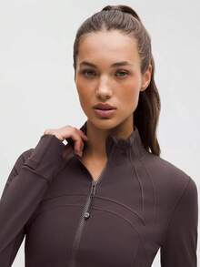 Lululemon Define Cropped Jacket Nulu Sequoia-For Yoga Gym Running-Sweat-Wicking-Yoga-All Seasons Sport-Spring/Summer-Autumn/Winter-Back To School - sequoia - 查看 4