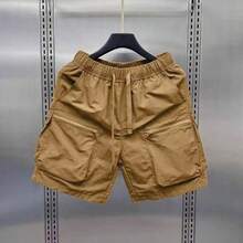 Summer Lightweight Outdoor Cargo Shorts For Men, Loose Fit, Casual Five-Point Pants, Quick-Drying, Outer Wear, Pockets, Zipper, Breathable Mid-Length Shorts - 焦糖色 - 查看 4