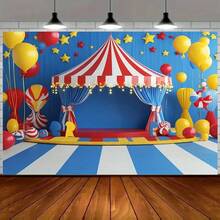 1 Piece Of Festive Carnival Backdrop Fabric, Featuring Colorful Balloons And Stars - A Lively Circus-Themed Decoration, Suitable For Halloween, Christmas, And Birthdays. Made Of Durable Polyester, Available In Various Sizes, Perfect For Carnival-Themed Parties - Nhiều màu - Xem 6