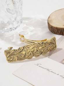 1pc Women's Hair Tie Clip, Bronze Spring Ponytail Holder, Vintage Metal Totem Hair Barrette, Classical Pattern Hair Accessory, Hair Accessories, Head Accessories, Claw Clips - 青銅 - 查看 6