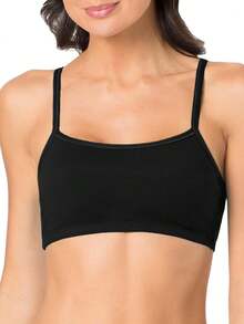 Women's Spaghetti Strap Cotton Sports Bra All-Day Comfort Soft Support Wireless Bra For Everyday Active Wear - 黑色/白色/淺灰色 - 查看 5