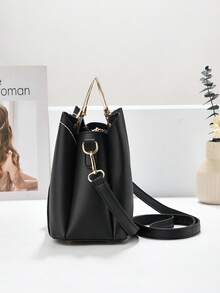 Geantă de mână versatilă la modă pentru femei, cu capacitate mare, minimalistă, elegantă, casual, pentru cumpărături în aer liber - Negru - Vizualizare 2