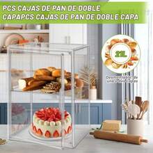 Panera para Pan Una Gran Caja de Pan en La Encimera de La Cocina Caja de Pan Transparente de Doble Capa Caja de Almacenamiento de Pan Apilable Caja Expositora Transparente - Transparente - Ver 5