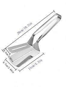 1 pieza Espátula para bistec de acero inoxidable, pinzas para pescado para barbacoa al aire libre, pinzas para pan y tortitas para la cocina - Plateado - Ver 2