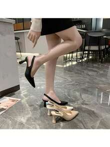 Sandalias De Tacón Puntiagudo A La Moda - Negro - Ver 6