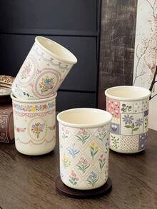 1 pieza Taza de café de cerámica hecha a mano, de estilo sencillo y elegante, serie clásica con relieve floral, taza de té y café exquisita, adecuada para el hogar, restaurante y cafetería, con un diseño gracioso y personalizado, perfecta para disfrutar del desayuno, el té y el café, también un regalo ideal para cumpleaños y diversas ocasiones. - Multicolor - Ver 2