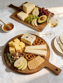 1PC Premium Acacia Wood Serving & Cutting Board With Handle, Cheese & Charcuterie Board, Easy Clean Fruit Board, Great As Mother's Day Gift & Festival Present - Camel - View 6
