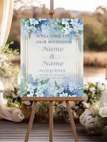 Bảng chào mừng đám cưới tùy chỉnh với tên và ngày tháng - Tấm bảng kỷ niệm đám cưới hoa xanh trang nhã dành cho đám cưới, kỷ niệm ngày cưới, tiệc chiêu đãi - Có thể tùy chỉnh để trang trí trên bàn hoặc treo tường. - Nhiều màu 7 - Xem 6
