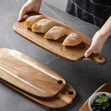 1pc Wooden Pizza Board With Handle, Rosewood Steak Cutting Board, Restaurant Fruit Bread Tray Chopping Board - View 4