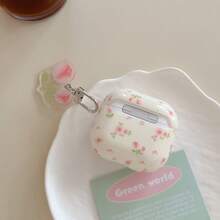 Flower Cute Floral Earphone Case, Acrylic Tulip Shockproof Protective Cover Compatible With Apple 1/2/3/4/Pro/Pro2/Pro3 - White - View 10