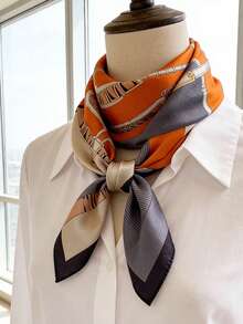 1pc Versatile Elegant Professional Flight Attendant Style Neckerchief - Green - View 10