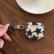 简约优雅黑色星星吊坠耳机保护套，兼容 Pro 2、可爱 Apple 4 简约 3 新款半代女士耳机保护套 - 黑色 - 查看 6