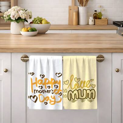 2/4/6pcs Mother's Day Themed Printed Dish Towels, Super Absorbent Microfiber Modern Cloths, Cooking And Baking Tea Towels, Dishcloths, Cleaning Rags, Hand Towels, Highly Soft And Absorbent, Kitchen Decor, Gifts For Neighbors, Moms, Birthdays, Housewarming For Friends, Kitchen Essentials, Daily Necessities, Mother's Day Gifts