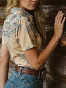 Áo sơ mi ngắn tay in họa tiết phong cách Bohemian cổ điển thanh lịch dành cho nữ, áo kiểu nữ thường ngày thời trang phong cách Bohemian mùa xuân/hè, trang phục thường ngày dành cho nữ. - Nhiều màu - Xem 5