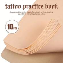 DQFART 10PCS/Book Silicone Tattoo Practice Skin- 1MM Double Fake Tattoo Skin Makeup Tattoo Beginner Practice Synthetic Leather - Apricot - View 4