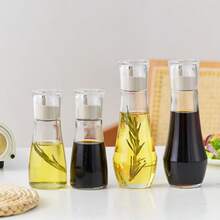 1pc Transparent Glass Seasoning Bottle With Dust-Proof Lid, Tabletop Kitchen Oil Bottle - Multicolor - View 2