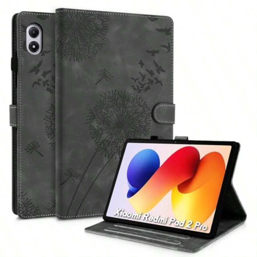 Funda para Xiaomi Redmi Pad 2 Pro 12.1" 2025 Cuero de PU Case con función de Soporte con Ranura para Tarjetas con portalápices Carcasa para Redmi Pad 2 Pro Negro - PgyNegro - Ver 1