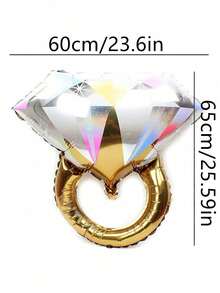 1/3/5 piezas Conjunto de globos con forma de anillo de diamante, adecuados para decoraciones de compromiso, boda, fiesta de novia - Multicolor - Ver 7