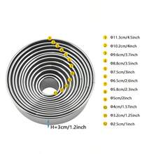 圆形饼干模具套装 - 12 件。小型饼干模具，用于切割圆形糕点。圆形糕点模具。圆形面团圈模具。用于烘焙糕点面团和甜圈。 - 查看 2