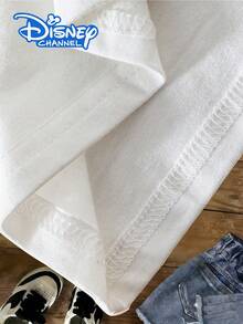 Disney Women's Stylish Short-Sleeve T-Shirt Featuring A Disney Mickey Mouse Print, Perfect For Everyday Casual Wear And Party Gatherings For Suitable For Spring And Summer, Machine Washable, Made From Stretchy Fabric - trắng - Xem 5