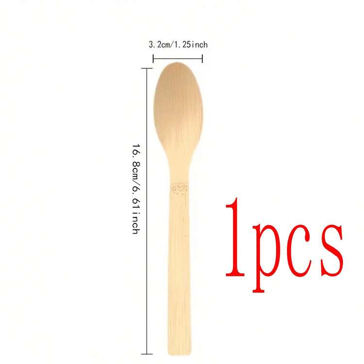 High-End Bamboo Cutlery Set, 1/20/25/50/100/200/300/500/600pcs Bamboo Knife Fork Spoon Utensils, Natural Bamboo Cutlery Set, & Tableware For Takeout, Picnic, Outdoor Camping, High-Quality, Non-Coated, Heat-Resistant, Scratch-Proof - Apricot - View 12