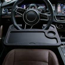 1pc 2-In-1 Car Steering Wheel Tray Desk, Desktop Organizer Holder (Includes Laptop Tray And Cup Holder), High-Strength ABS Structure, Fits Sedan, Truck, SUV - Multifunctional For Office, Reading, In-Car Organization, Minimalist And Elegant Design, Sturdy Structure - A - View 3