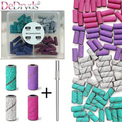 60 Pcs 3mm Sanding Bands For Nail Drill 1 Pc Small Mandrel Nail Bit #80 #120 #180 #240 Grit Nail File Sanding Bands Small Sanding Band For Manicures And Pedicure Nail Accessories Of Nail Tech Professional Nail Drill Bits Set For Salon And Home Use Portable Storage Box