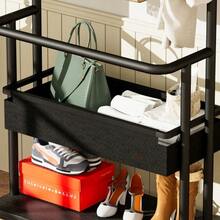 Sturdy Metal Clothes Rack With Wheels, 3-In-1 Model With Basket And Mirror, Hangers, Mobile Rack On Wheels, Spacious Wardrobe, Black, 70 X 40 X 170 Cm - 黑色 - 查看 4