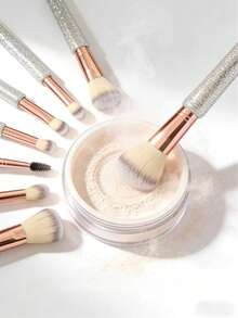 7件套奢华水钻化妆刷套装，粉底腮红化妆工具 - 彩色 - 查看 5