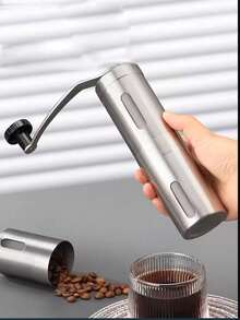 Stainless Steel Manual Coffee Grinder, Portable Hand Crank Coffee Bean Mill, Small Household Coffee Powder Maker - Silver - View 9