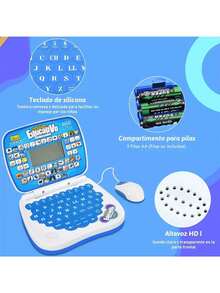Mini Laptop Interactiva Educativa Español/inglés Niños - Azul - Ver 6