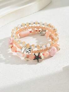 3pcs/Set Beach Vacation Series Bracelets For Women - Pink - View 5