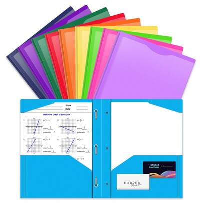 Carpetas de plástico resistentes con bolsillo frontal transparente, 3 bolsillos con sujetadores y ranura para tarjetas para hojas tamaño carta, colores multicolor, organizador de archivos para oficina y escuela, set de carpetas de documentos de plástico resistente con fácil acceso a la vista frontal, solución de archivo y organización de amplia capacidad para el hogar, el trabajo y el estudio