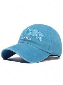 Letter Embroidery Washed Vintage Baseball Cap New York Women's Baseball Cap Washed Baseball Cap - 1件-棕色 4線 - 查看 8