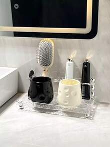 1 cốc tráng miệng bằng gốm màu đen/trắng/bạc, dung tích lớn, chống trượt, sang trọng, đặt trên mặt bàn phòng tắm, bề mặt nhám, tay cầm chống trượt, dung tích lớn. - nhiều màu - Xem 5