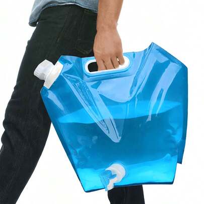 5L/10L Outdoor Camping Water Bag With Valve, Foldable Water Storage Bag, Collapsible Emergency Water Bottle, Reusable & Portable For Camping, Hiking, Picnic, BBQ And Emergency Preparation, Essential Outdoor Accessory